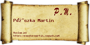 Pászka Martin névjegykártya